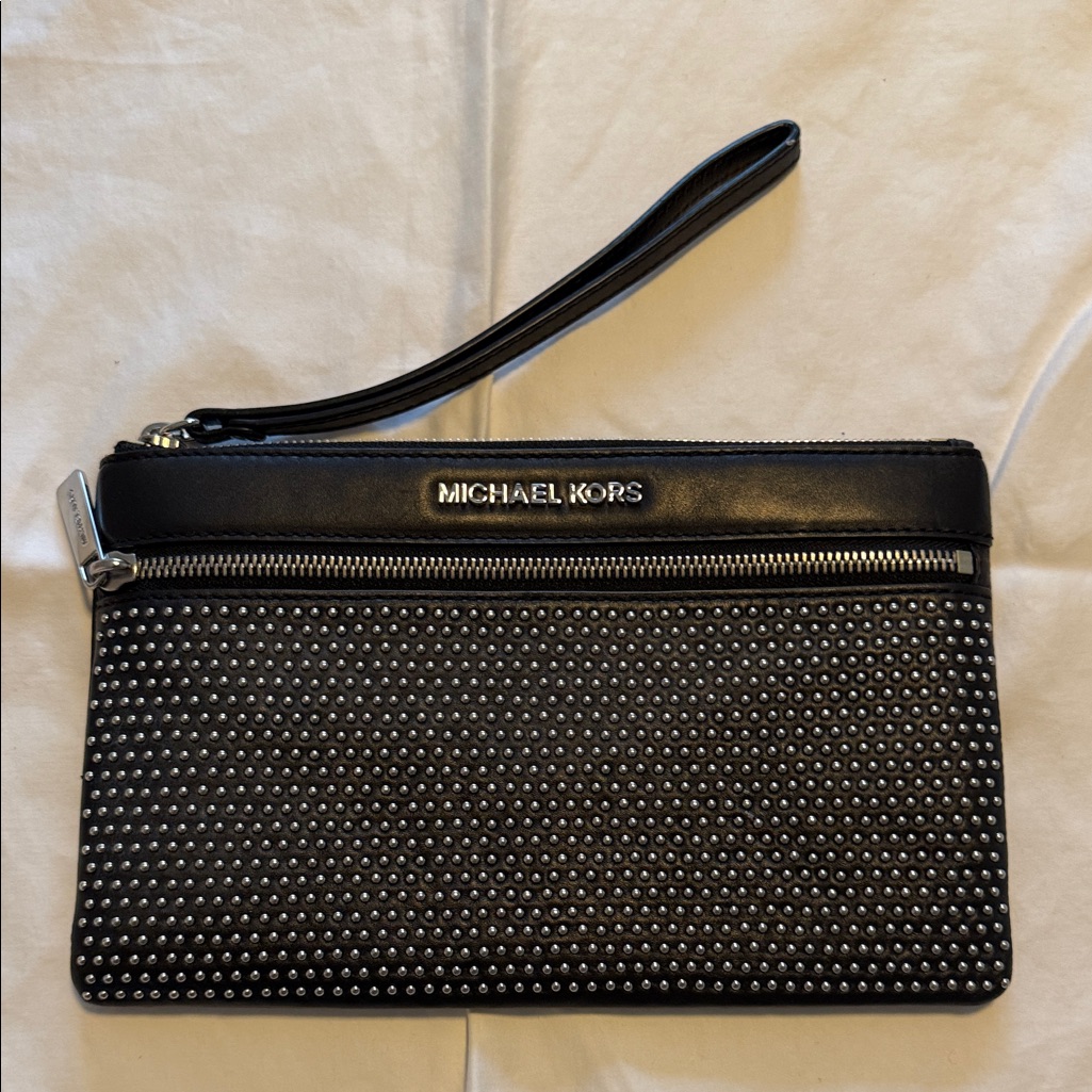 Michael Kors Black And Silver Wristlet